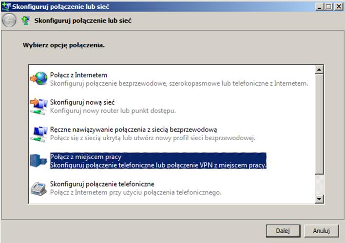 Połączenia sieciowe VPN w Windows